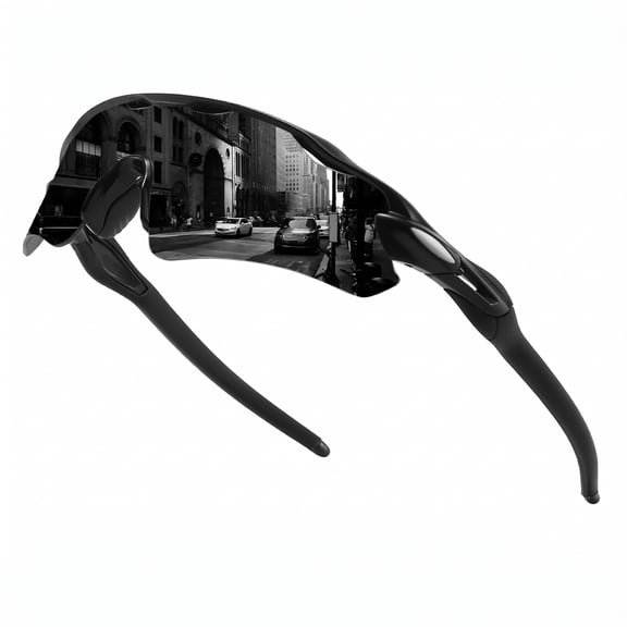 RUNDRAW Frameless Wrap Around Sports Sunglasses Black Mirror UV400 for Men Cycling Running