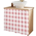 thumbnail image 2 of Pink Checkered Cabinet Curtains 35"W x 35"L, Farmhouse Buffalo Plaid Sink Skirt for Bathroom Vanity Kitchen Self Adhesive, Dust-Proof Privacy Curtain for Shelves Closet Laundry Room Pantry, 2 of 9