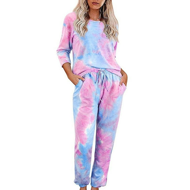 Glookwis Women Elastic Waist Pajamas Sets Baggy Sleepwear Casual ...