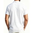 thumbnail image 3 of JTSRKL Mens Linen Short Sleeve Shirts Zip Collared Solid Lightweight Breathable Casual Tees Summer Business Vintage Relaxed Fit Tops White S, 3 of 7