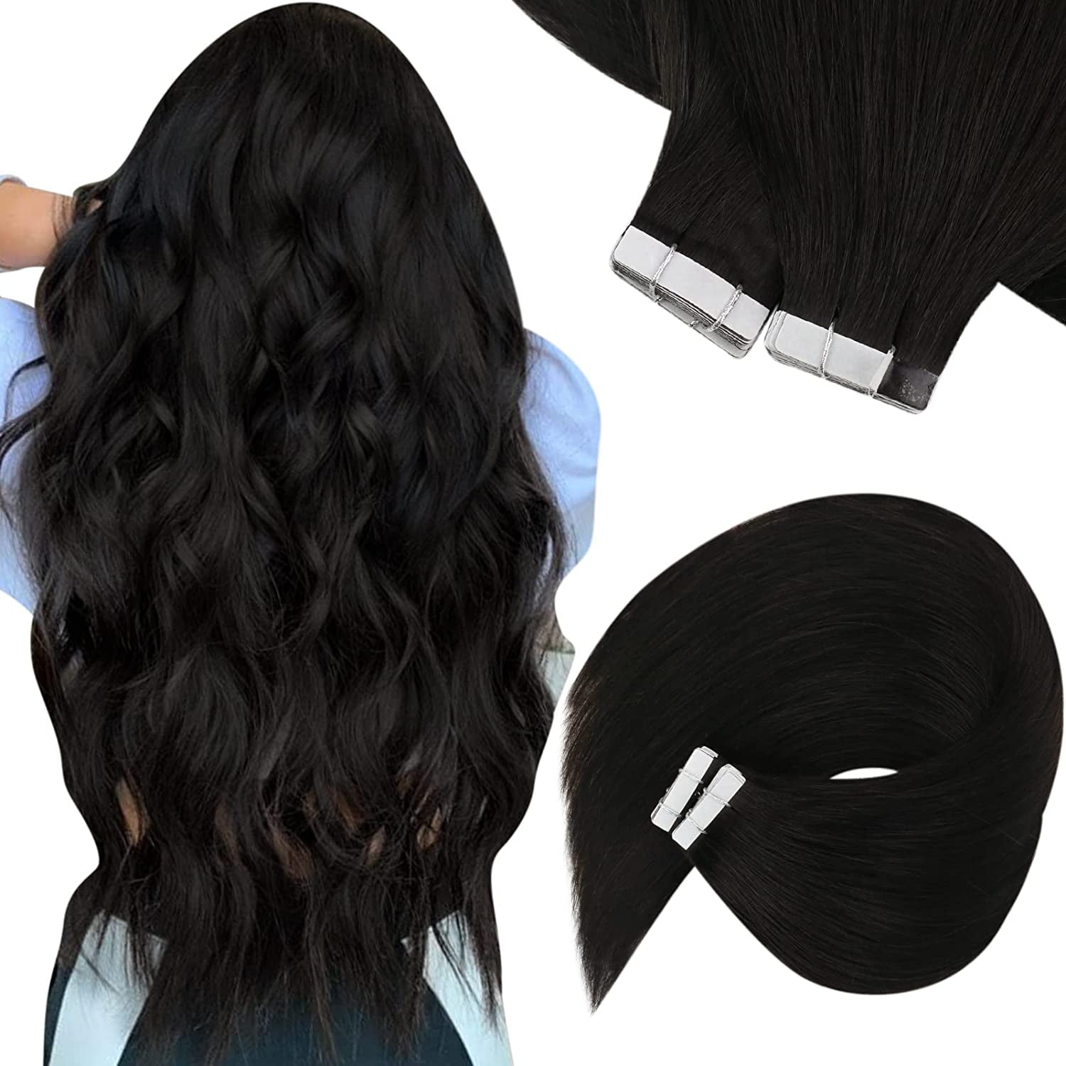 Jet Black (#1) Invisible Tape 20 (25g) (backorder, early April) – Bombay  Hair Canada