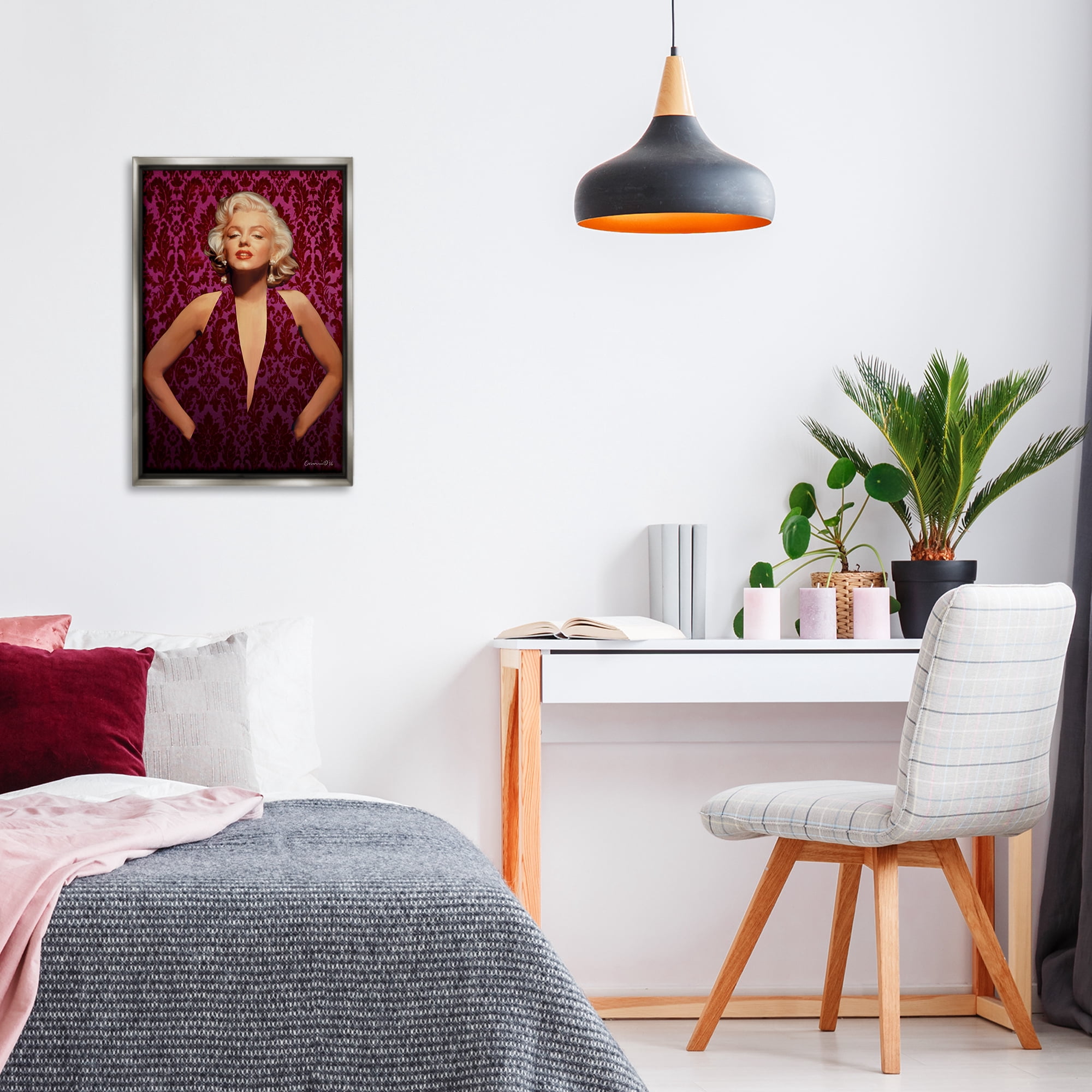 Stupell Industries Victorian Patterned Marilyn Novelty Painting Gray Floater Framed Art Print Wall Art, 17 x 25