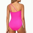 thumbnail image 4 of Hessimy One Shoulder One Piece Swimsuit for Women Tummy Control Bathing Suits Modest Full Coverage Keyhole Swimwear(Hot Pink,XL), 4 of 8