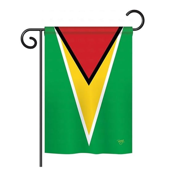Breeze Decor BD-CY-GS-108254-IP-BO-D-US15-BD 13 x 18.5 in. Guyana Flags of the World Nationality Impressions Decorative Vertical Double Sided Garden Flag Set with Banner Pole