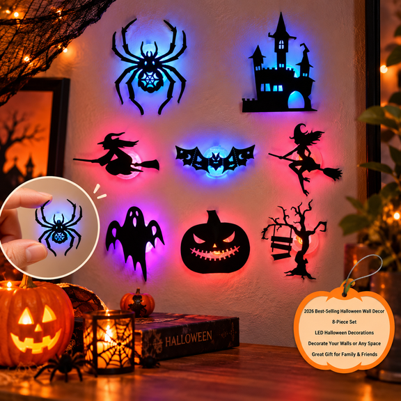 Light up Bats for Halloween 3D LED Wall Decor Design Decorations Glowing Stickers Lighted Glow Lights Party Outdoor Inflatables Ghost Window Projector