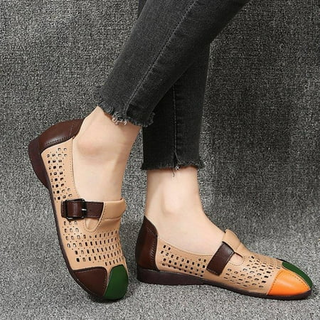 

Christmas Women s Fashion Soft Leather Beef Tendon Soft Bottom Flat Heel Single Shoes Round Toe Four Seasons Lazy Shoes