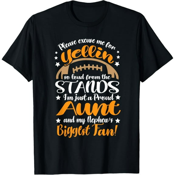 Nephew Biggest Fan Football Aunt Auntie Womens T-Shirt
