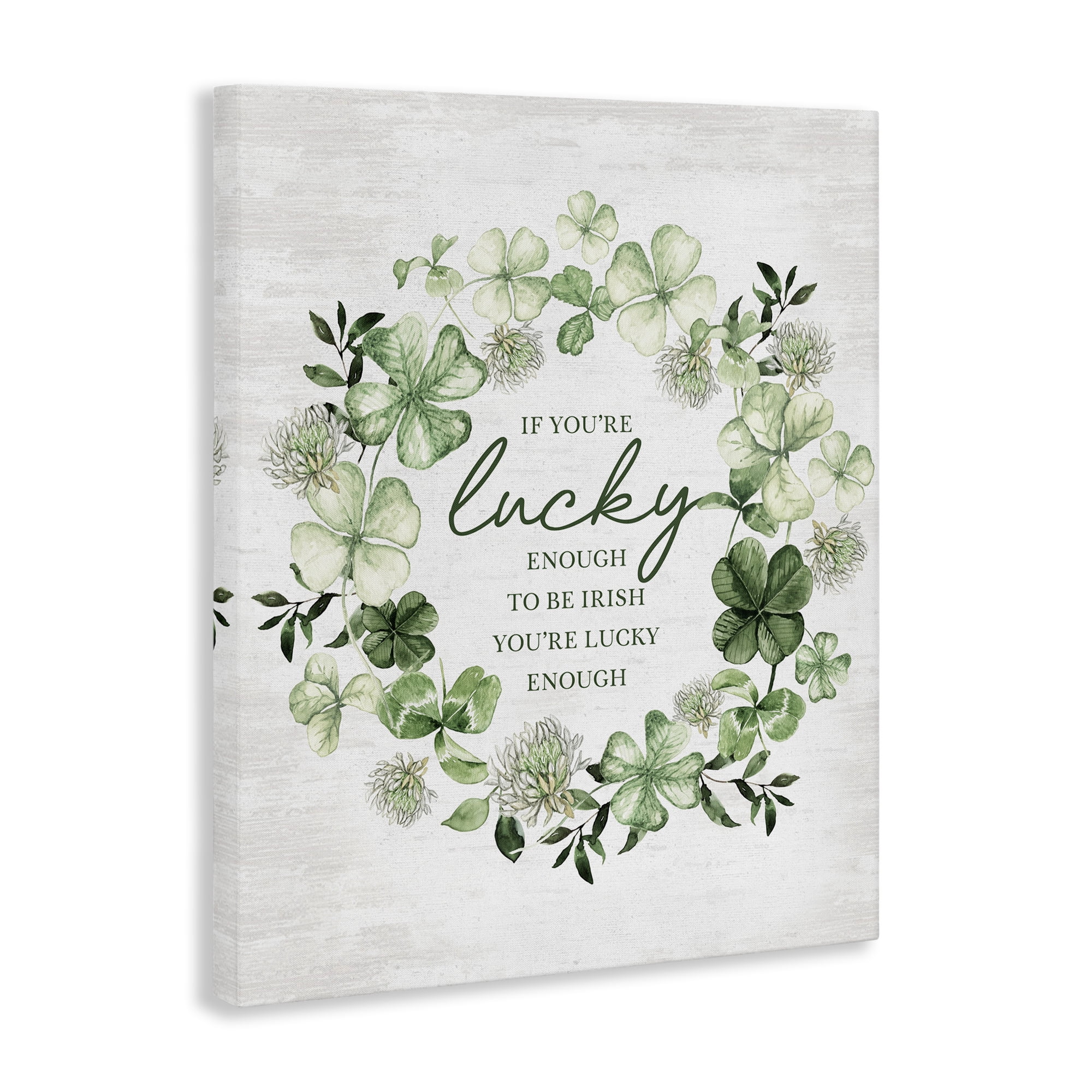Stupell Industries Inspiring Lucky Wreath Botanical & Floral Painting Gallery Wrapped Canvas Art Print Wall Art, 36 x 48
