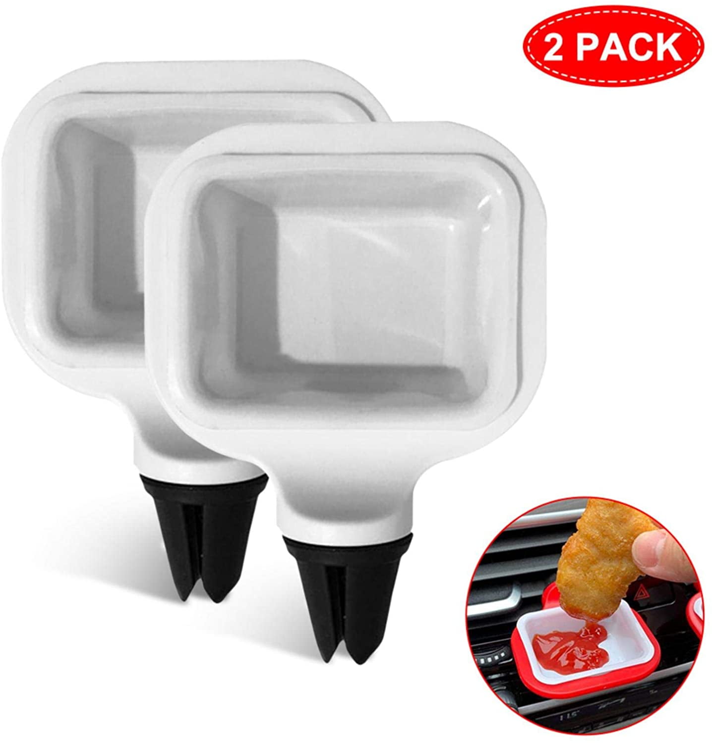 for Ketchup and Dipping Sauces Dip Clip In-Car Sauce Cup Holder Set for Vents of Vehicle 2 Pack, Red 