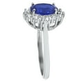 thumbnail image 3 of Sterling Silver Oval Blue Sapphire CZ Halo Engagement Ring for Women Size 7, 3 of 4