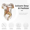 thumbnail image 4 of Fotbe Cowboy Rodeo Guitar Pattern Women's Crew Neck Short Sleeves Bodysuit Tops Round Neck Slim Sleeveless Soft Comfortable Basic-X-Large, 4 of 7