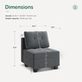 thumbnail image 2 of HONBAY Middle Seat Module for Velvet Modular Sectioanl Sofa, Accent Armless Chair with Storage, Bluish Grey, 2 of 7