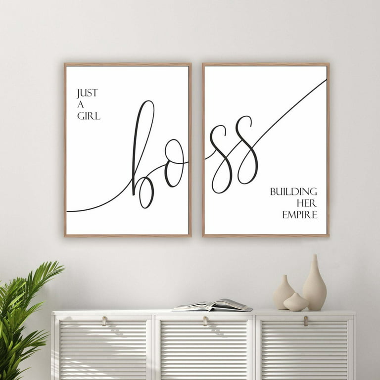 Set of 2 Gift Office Boss Just Poster Canvas Art Wall Building For Painting A Office Prints Unframed Her Empire for Lady New Decor Boss Girl