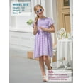thumbnail image 6 of Aridak Girls Chiffon Dress Flutter Ruffle Short Sleeve Kids Square Neck Frocks Purple 6-13Y, 6 of 8