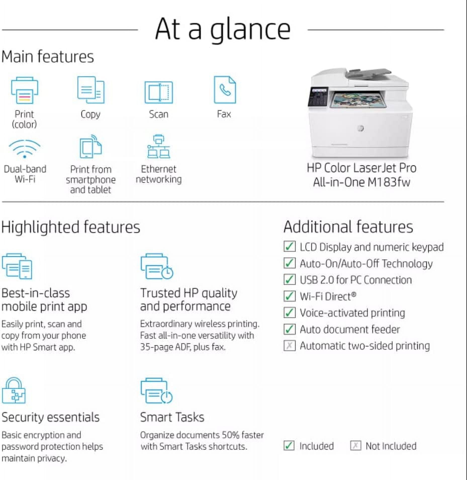 Impresora multifunción láser - Color LaserJet Pro MFP M183fw HP