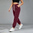 thumbnail image 4 of XuJwPNcy Women Jogger Pants Lightweight Drawstring High Waist Cinch Bottoms Trousers Workout Running Pants with Pockets(Wine,X-Large), 4 of 7