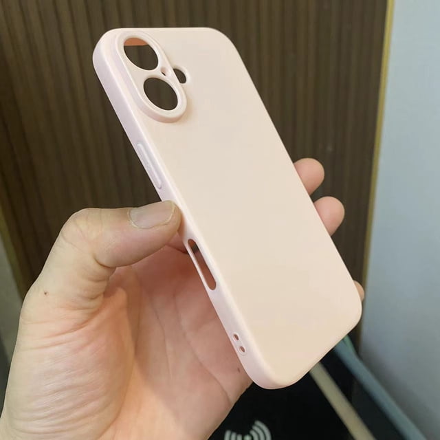Original Square Liquid Silicone Phone Case for iPhone 16 Plus 16 Pro Max Full Protector Soft Cover Cases LightPink For iPhone 16 Pro