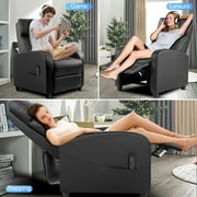 MCQ Recliner Sofa with Vibration Massage, Adjustable Footrest Chair for Lounge Bedroom, Black