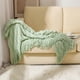 thumbnail image 5 of Manta de punto suave con flecos | Manta de franela polar para sofá y cama | 176 x 127 cm | Verde, blanco, gris, caqui, amarillo y café, 5 of 6