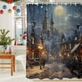 thumbnail image 6 of Christmas Snow Shower Curtains for Bathroom, Covered Night Town Street Moon Waterproof Fabric Shower Curtain for Bathroom Bathtub Decoration, Machine Washable, 72"x72", 6 of 9