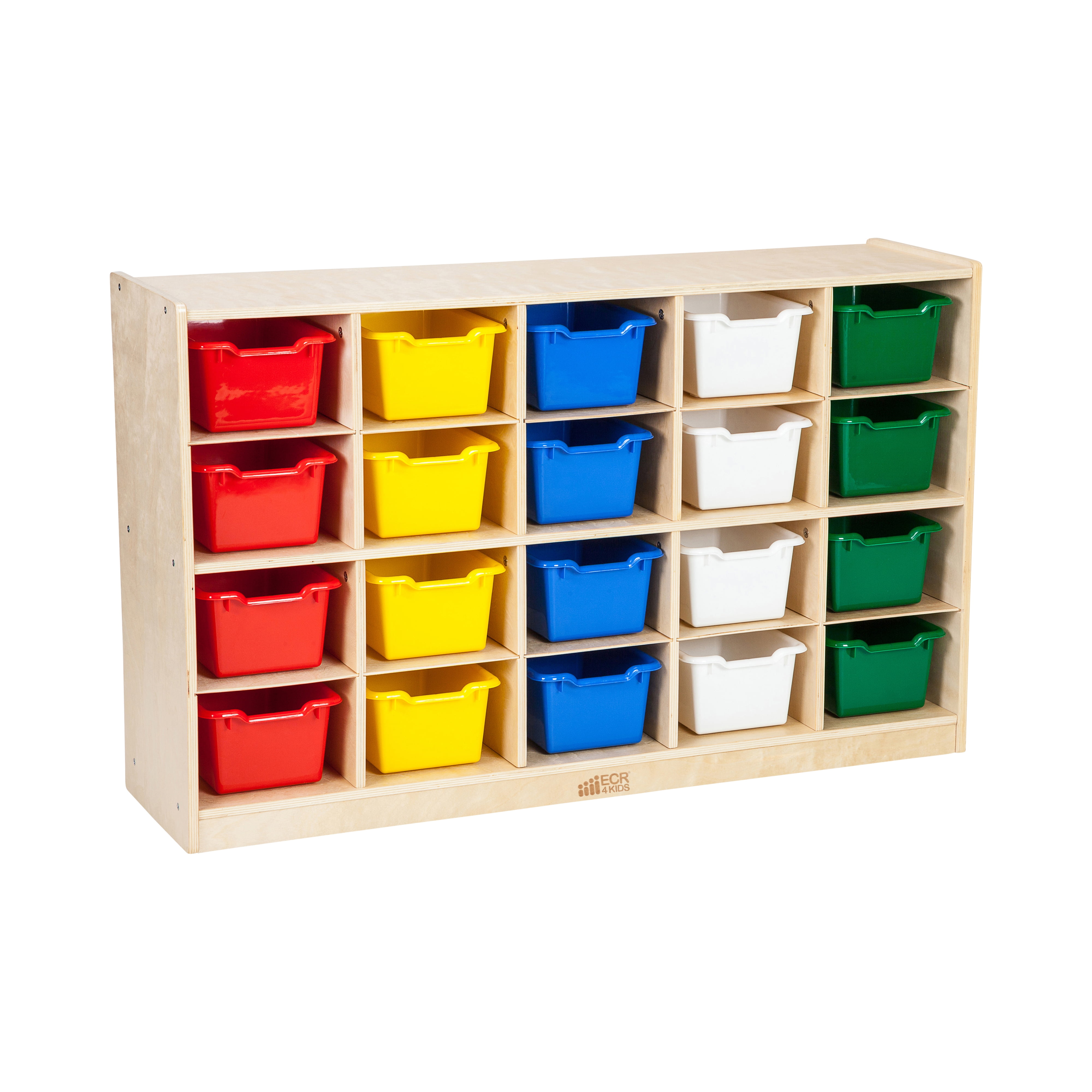 ECR4Kids 20 Cubby Tray with Scoop Front Storage Bins, Classroom