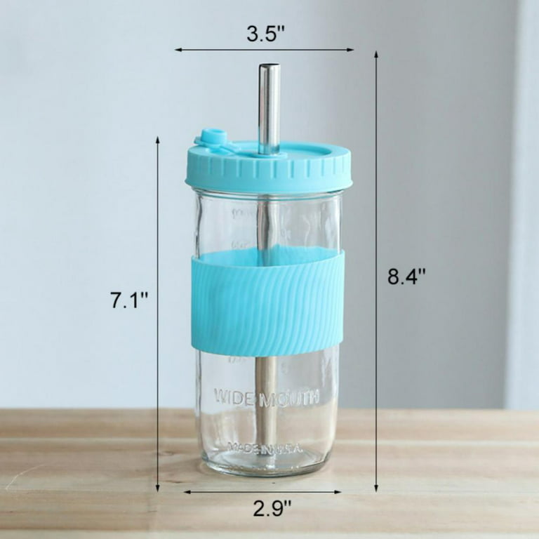 Drinking Glass Bottle with Straw