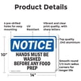 thumbnail image 2 of (2 Pack) Hands Must Be Washed Before Any Food Prep OSHA Notice Sign 14 Inch X 10 Inch Indoor / Outdoor Rust-Free Aluminum Metal Signs for Workplace, Workshop, and Construction Site,, 2 of 8