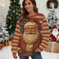 thumbnail image 2 of Women’s Retro Christmas Cartoon Print Round Neck Hoodie Casual Fall Winter Sweatshirt Fun Holiday Light Graphic Pullover Comfortable Xmas Novelty Gift Top, 2 of 7