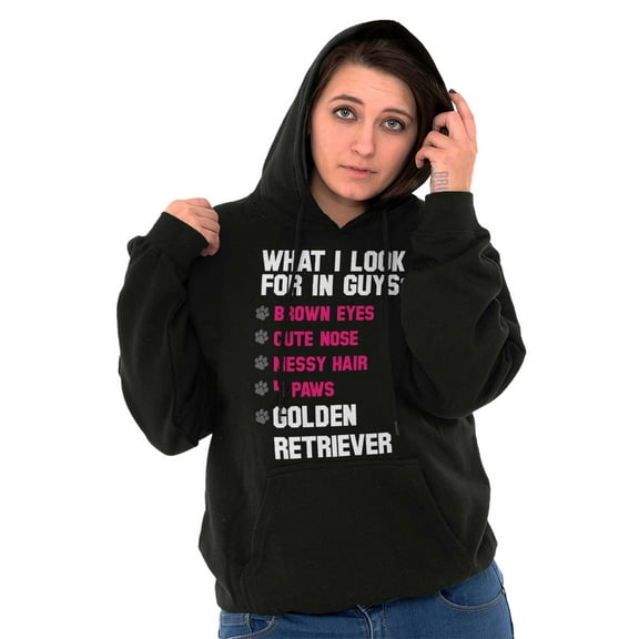What I Look In Guys Golden Retriever Hoodie Sweatshirt Women Brisco Brands S