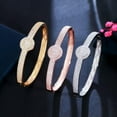 thumbnail image 2 of Elegant 585 Rose Gold Plated CZ Round Open Cuff Bangle Bracelet Fashion Jewelry, 2 of 9