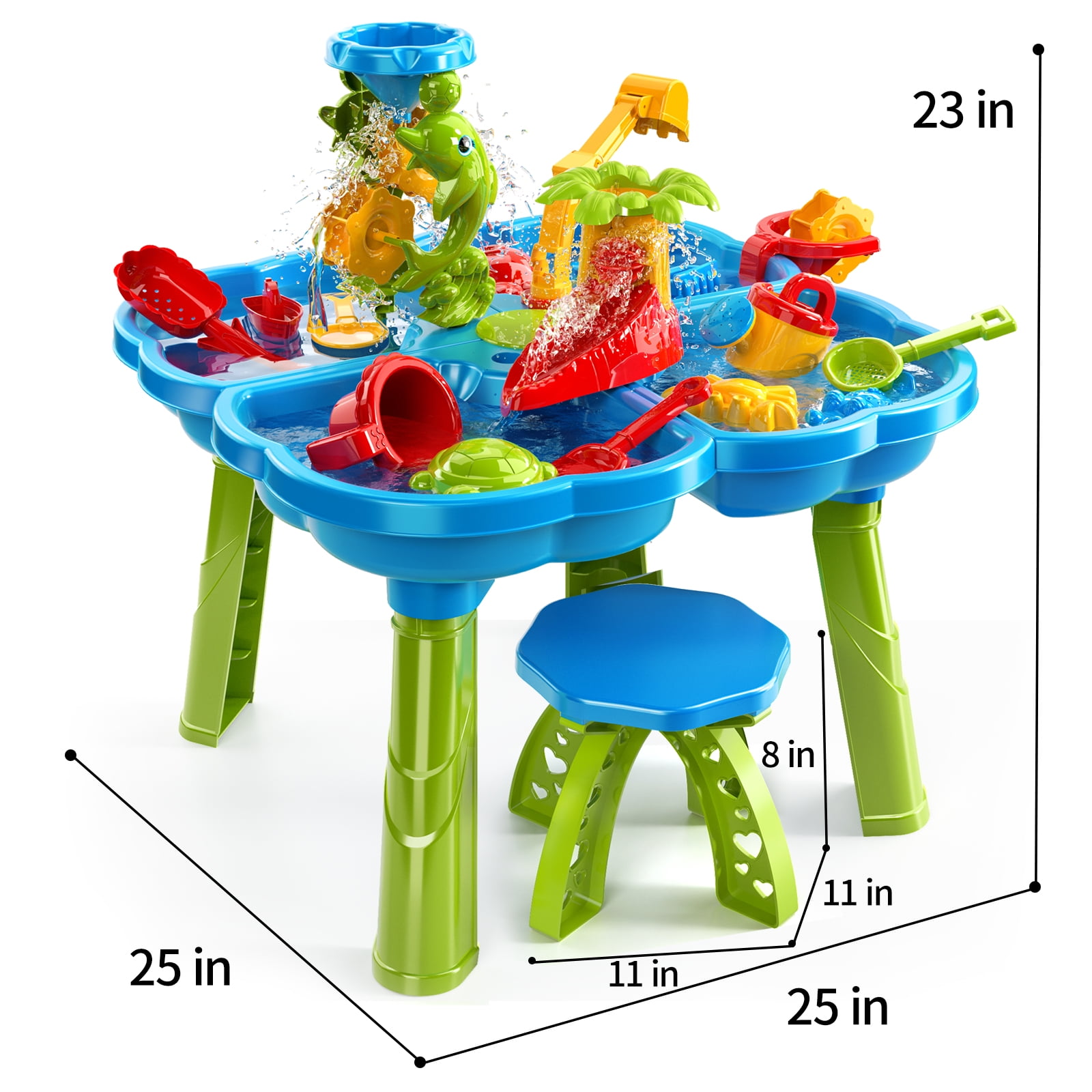 Smart Chef 4-in-1 Kids Sand Water Table for Toddlers 3-5, 32PCS Sandbox Table Kids Activity Sensory Play Table Summer Outdoor Toys for Toddler Boys Girls