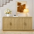 thumbnail image 3 of LKTART Sideboard Buffet Cabinet Farmhouse With Storage Arched Doors Wood 4 Doors 1 Drawer Off-White 67 Inch, 3 of 8
