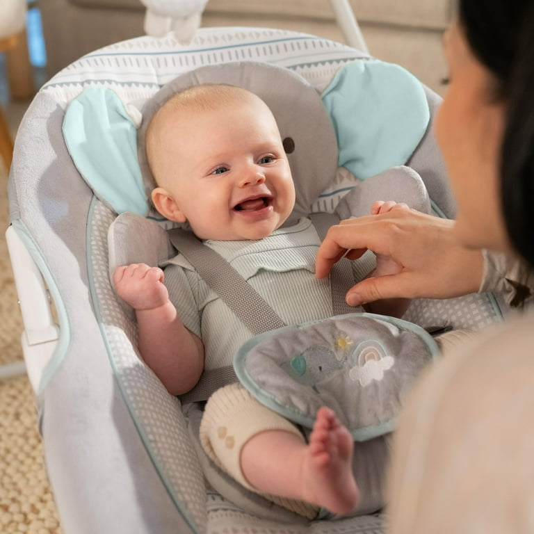 Ingenuity InLighten Motorized Vibrating Baby Swing, Swivel Infant Seat,  Gray 