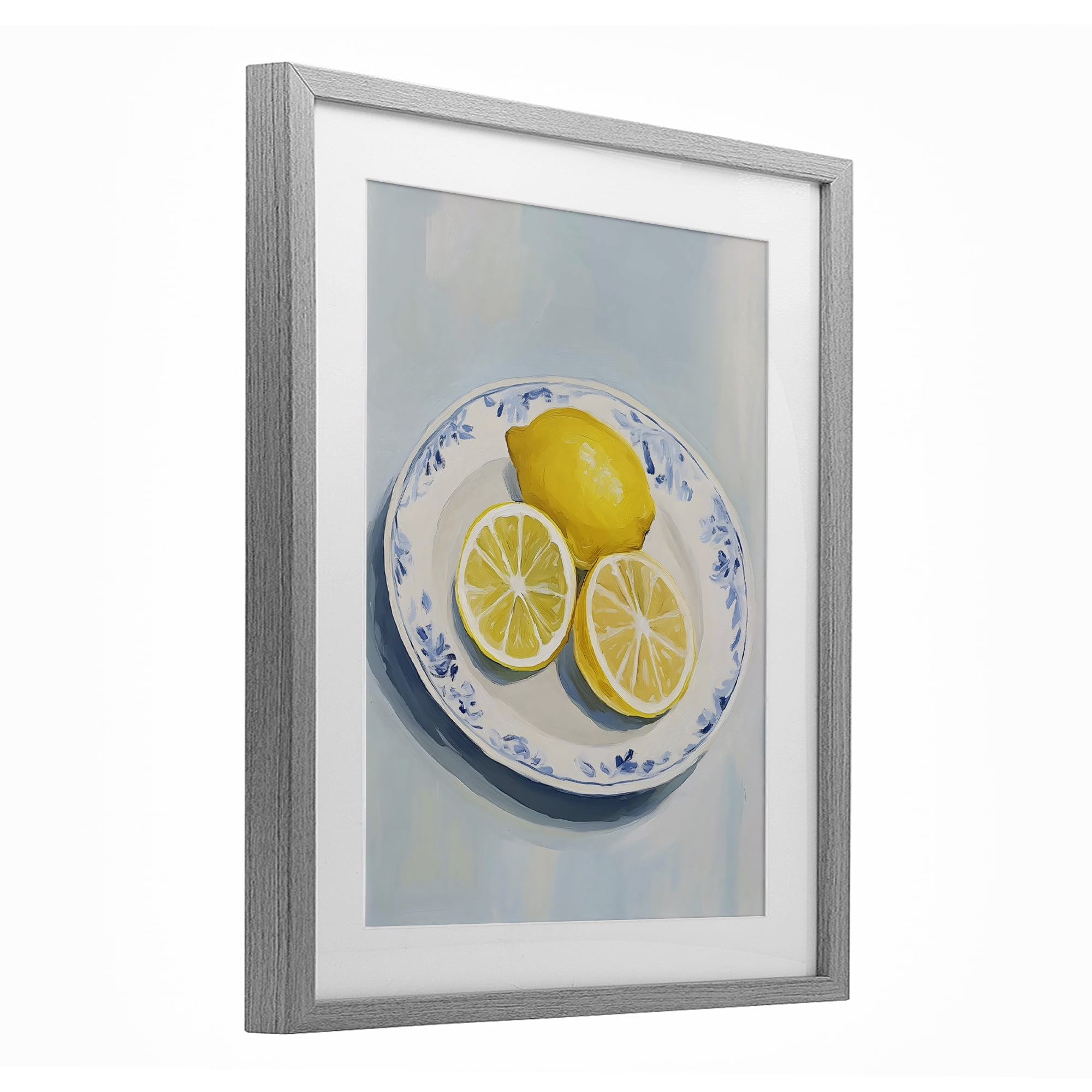 Stupell Industries Plate of Juicy Lemons Gray Framed Print Under Glass, design by The Prints Vibe