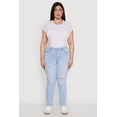 thumbnail image 2 of Womens Plus Size WAX High Waisted Distressed and Frayed Jeans, 2 of 5