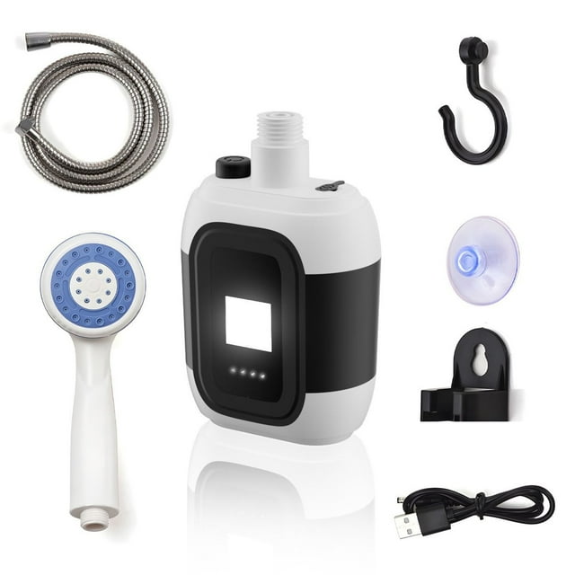 TIELUTT Douche de Camping Portable USB Rechargeable Tête de Douche Extérieure Pulvérisateur Expérience Rafraîchissante n'Importe Où Équipement de Randonnée Compact Tente de Randonnée 4 Saisons Sacs de Randonnée Sac à Dos avec Cadre Tente de Randonnée