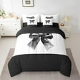 thumbnail image 2 of Manfei Black Bow Knot Girl Bedding Comforter Set 7pcs, Princess Heart Print Queen Bedding Sets, Dreamy Bowknot Bowtie Queen Sheet Sets, Breathable Room Decor, 2 of 8