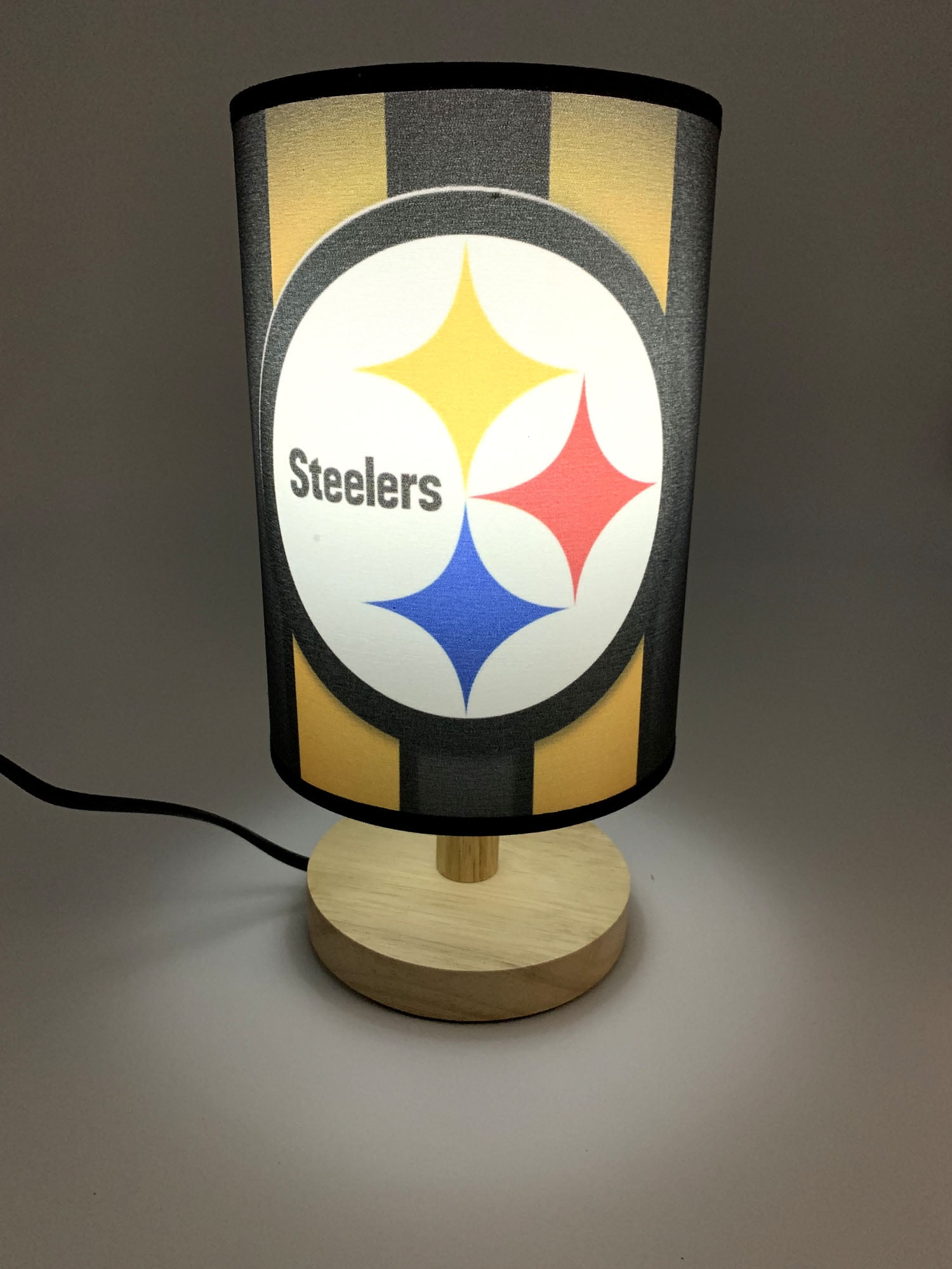 Steelers Table Lamp Night Light Wood Base Room Decoration or Great Gift Ideas
