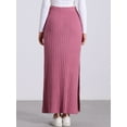 thumbnail image 3 of DARING DIVA Women's High Waisted Long Skirt Slit Bodycon Knit Pencil Skirt 3XL Pink, 3 of 6