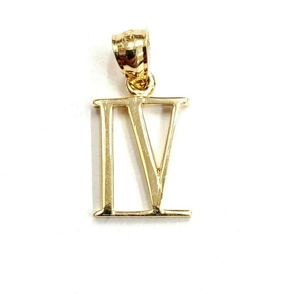 New 14KT Yellow Gold Solid Roman number 4 Pendant charm gift Fine Jewelry 1.2g