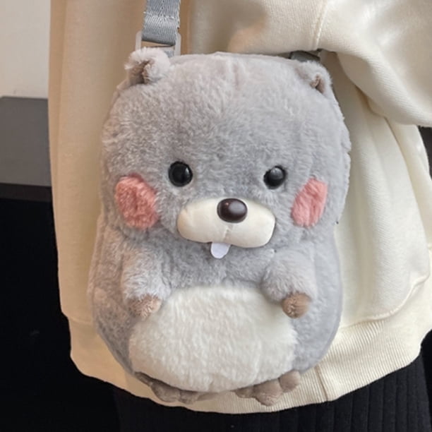 Bolsa Lindo de hombro de ardilla Kawaii de mensajero de felpa suave para ir de compras (gris) Ehuebsd Para Estrenar