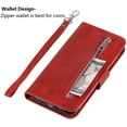 thumbnail image 5 of Wallet Case for iPhone 6 Plus iPhone 6S Plus, 5 Card Slots Magnetic Closure Zipper Pocket Handbag PU Leather Flip Case with Wrist Strap TPU Kickstand Cover for iPhone 6 Plus/6S Plus - Red, 5 of 8