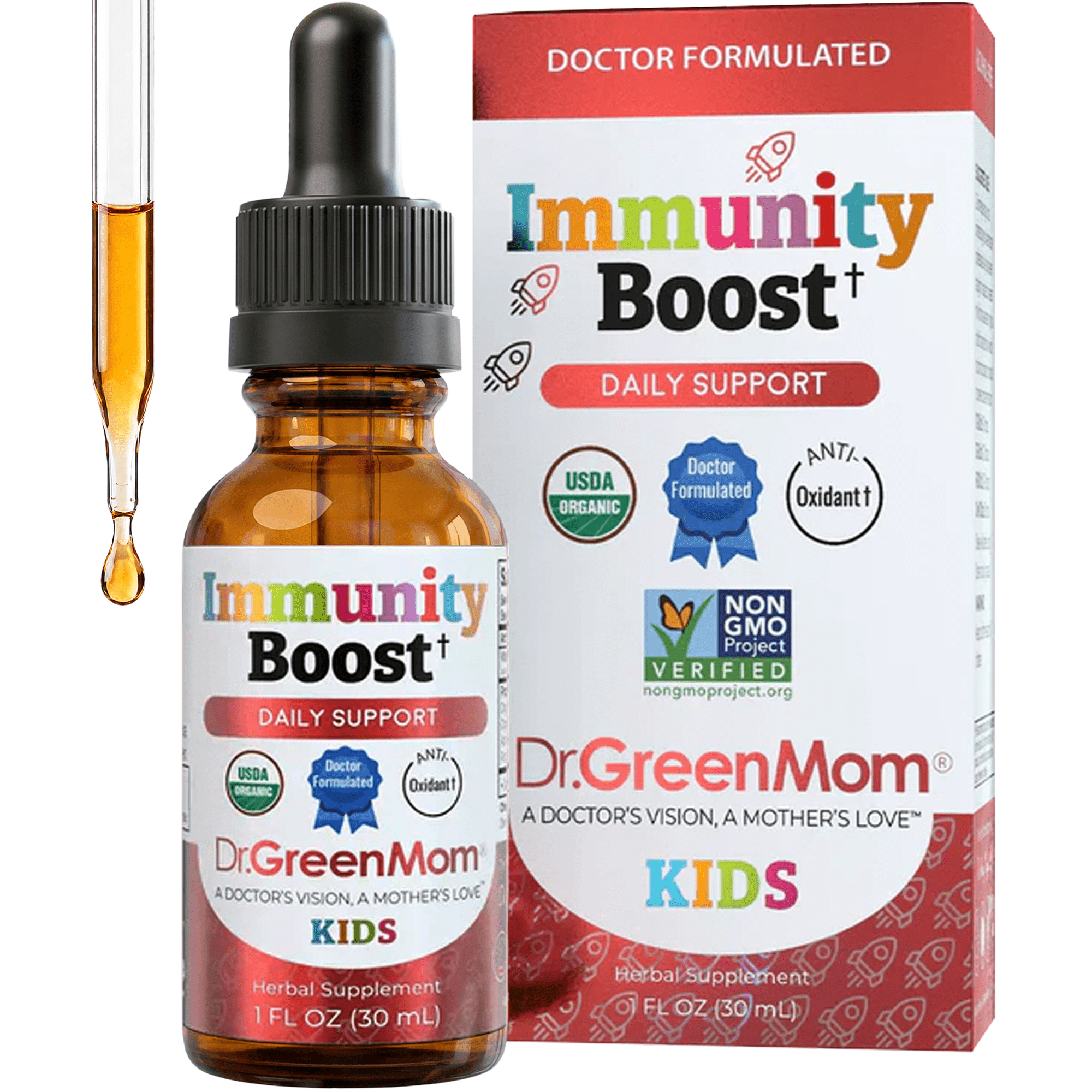 Immunity Boost - Herbal Immune Support Supplement for Babies, Toddlers and Children - Liquid Drops with Organic Echinacea, Elderberry, Astragalus & Vitamin C