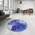 thumbnail image 3 of Ahgly Company Indoor Round Patterned Denim Blue Area Rugs, 4' Round, 3 of 6
