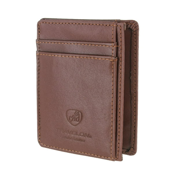 Travelon - Leather Hack-Proof RFID Blocking Cash Card Sleeve and Wallet ...