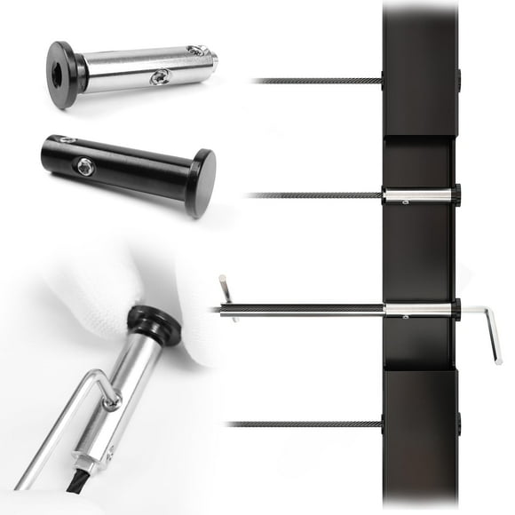 [Patente] Muzata 20 Pares De Kit De Barandilla De Cable Invisible Sin Estampación Negro De 1/8 "" Accesorios Sin Estampación, Tensor Y Terminal Oculto Para Poste De Metal De 2""X2"" Sistema De Barandi