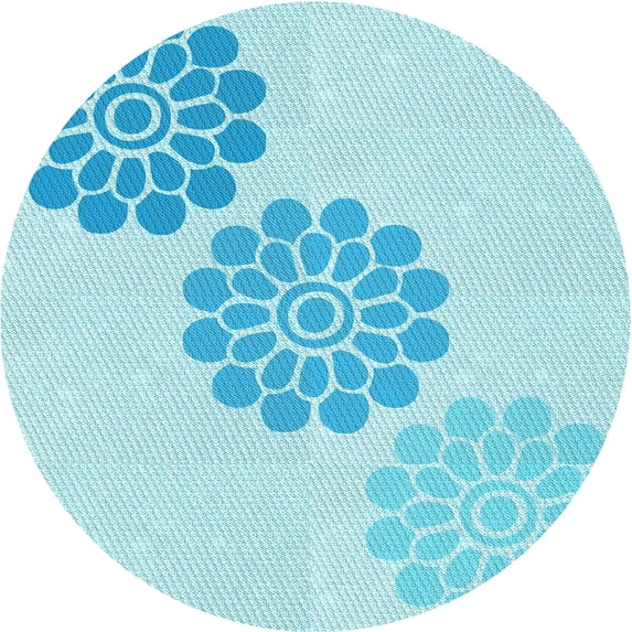 Ahgly Company Machine Washable Indoor Round Transitional Blue Diamond Blue Area Rugs, 6' Round