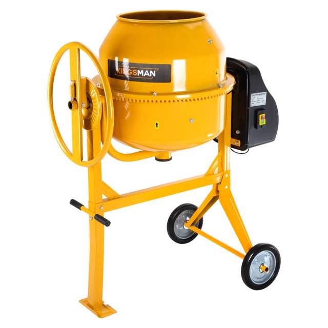Revolvedora de Concreto Eléctrica 140L 1 HP 1/2 Saco Motor 550 W 2800 RPM Kingsman amarillo