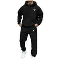thumbnail image 2 of LEKDFST Men's 2 Piece Outfits Hoodie Sweatshirt Tracksuit Joggers Sweatpants Sweatsuit Set Black L, 2 of 5