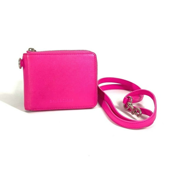 Pre-Owned BALENCIAGA 659224 Compact Wallet with Logo Strap, Round Zipper, Bi-Fold... (Good)